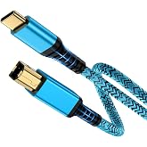 USB B to USB C Printer Cable 6 Feet, Type C Printer Cable MIDI Cable Compatible for iPad Pro/Air, MacBook Pro, MacBook Air M1, HP, Epson, Canon, Brother, for Casio Digital Piano MIDI Controller