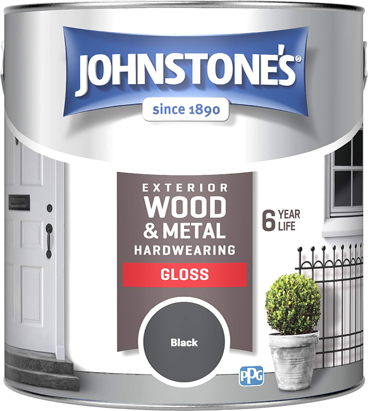 Johnstone's 309151 Exterior Gloss Paint, Black, 2.5 Litre