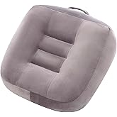 MHRZDSH Extra Thick Seat Cushion, Large Chair Cushion Booster for Office Chair to Rise Height, Velvet Cover with Handle and Anti-Slip Bottom, PP Cotton Filling - Relieves Back Pain - 18"X16"X6" Grey