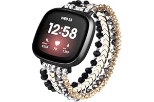 MOFREE Bracelet Compatible with Fitbit Versa 3/Versa 4 Bands/Fitbit Sense/Sense 2 Bands for Women, Handmade Fashion Elastic Beadeds Arrows Strap Replacement for Fitbit Versa 4/Versa 3/Sense 2/Sense