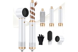 TRYLATER Blow Dryer Brush 5 in 1, Negative Ion Hair Dryer Brush Set Upgrade Hot Air Brush Air Styler Curling Wrap Air Curler, Curling Iron Hair Styling Tools As A Gift for Straight/Curl/Drying/Smoothing