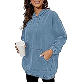 Aomice Women's Denim Hoodie Long Sleeve Pullover Sweatshirts Jean Jacket with Pockets