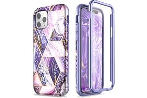 SURITCH Marble iPhone 11 Pro Max Case, [Built-in Screen Protector] Full-Body Protection Hard PC Bumper + Glossy Soft TPU Rubb