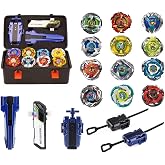 Cunjxtan X Battle Blades &amp; Spinning Top Set with 12 Battle Tops | Gaming Top Toys for Kids Ages 6-12 with Gyro Tops, Pull-String &amp; Ripcord Launchers, Handles and Storage Case