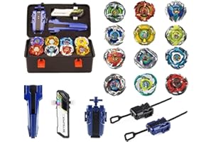 Cunjxtan Burst Gyro Burst Battle Blade X Toy Set, 12 Metal Fusion Spinning Tops with 3 Two Way Launchers Grip Starter Battling Top Game Toys for Kids Boys Ages 6-12 Great Gift for Birthday Holidays