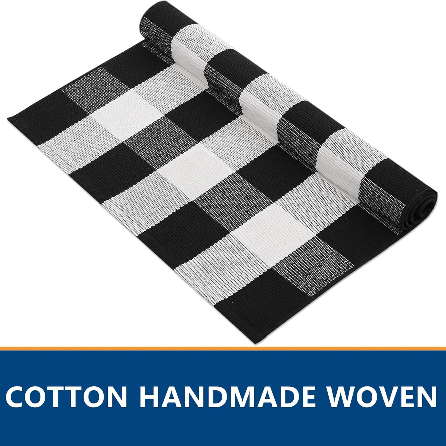 Fallovea Welcome Front Door Mats Combo Set, 100% Coco Coir Doormat with Welcome & Cute Pet Paw Prints + 28" x 43" Black and White Plaid Rug, Spring Front Porch Entryway Decor Indoor Outdoor Floor Mats - Image 8