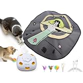 ORSDA 4 in 1 Interactive Cat Toys - Automatic Cat Toys for Indoor Cats &amp; Kittens, 8 Holes Mice Whack-A-Mole, Hide and Seek Smart Motion with 5PCS DIY Replacement Refills