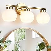 Wynterhaven 3 Light Bathroom Vanity Light, 20" Brushed Gold Bathroom Light Fixtures Over Mirror with Milky White Glass Globe 
