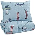 Signature Design by Ashley McAllen Children's 2 Piece Airplane Quilt & Sham Set, Full, Blue