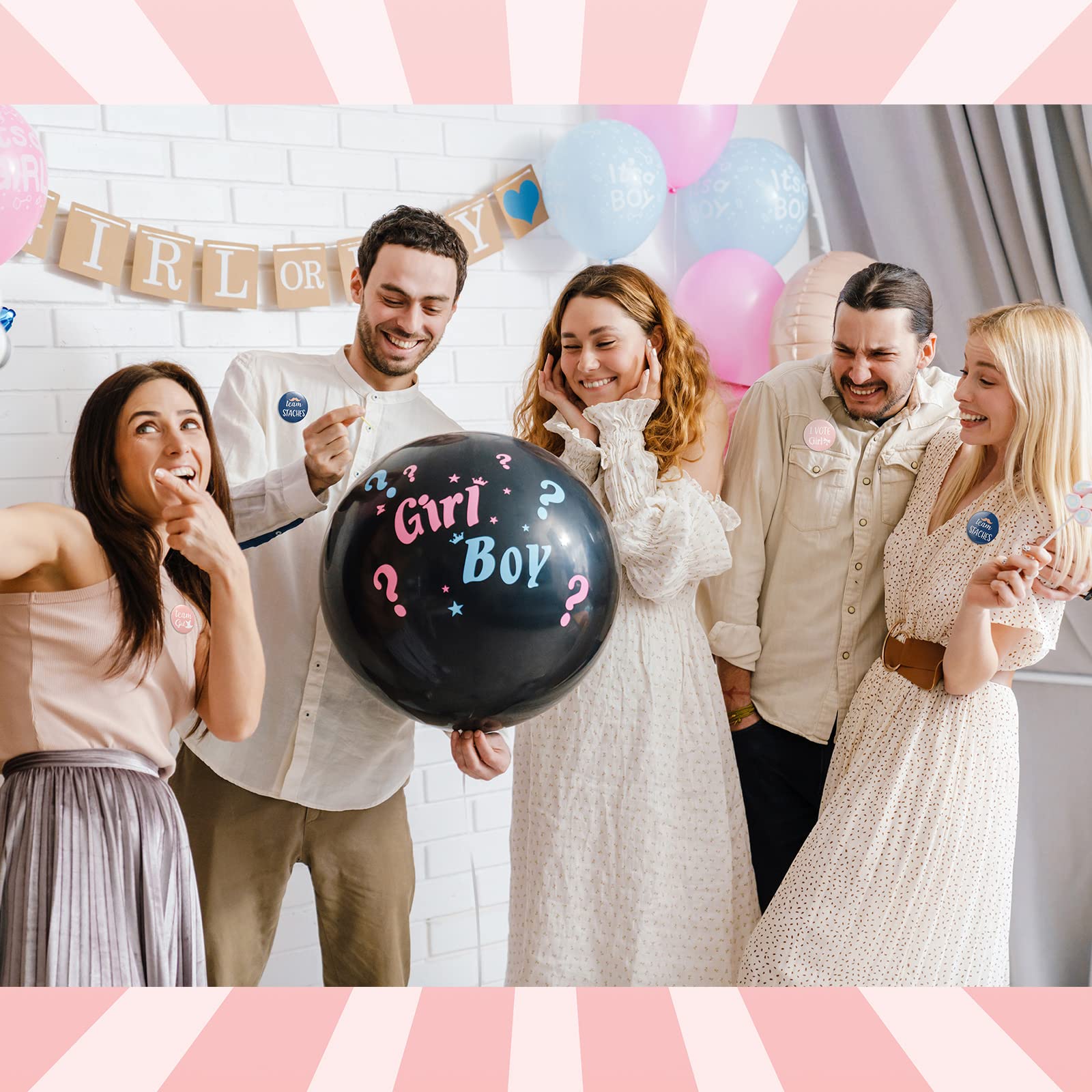 Quelay 50 Pcs Gender Reveal Button Pins 1.75 Inch Team Boy Or - View #10