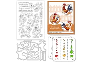 ACRNIGHEET Cartoon Chicken Clear Stamps and Dies for Card Making Layering Stencil Metal Cutting Die Cartoon Rooster Template for Album Paper Scrapbooking DIY Crafting Supplies