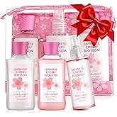 Vital Luxury Bath and Body Travel Gift Set, 3pcs Travel Size Shower Gel Body Lotion Fragrance Mist Christmas Birthday Gift TSA-Friendly for On-the-Go Self-Care (3PCS, Japanese Cherry Blossom)