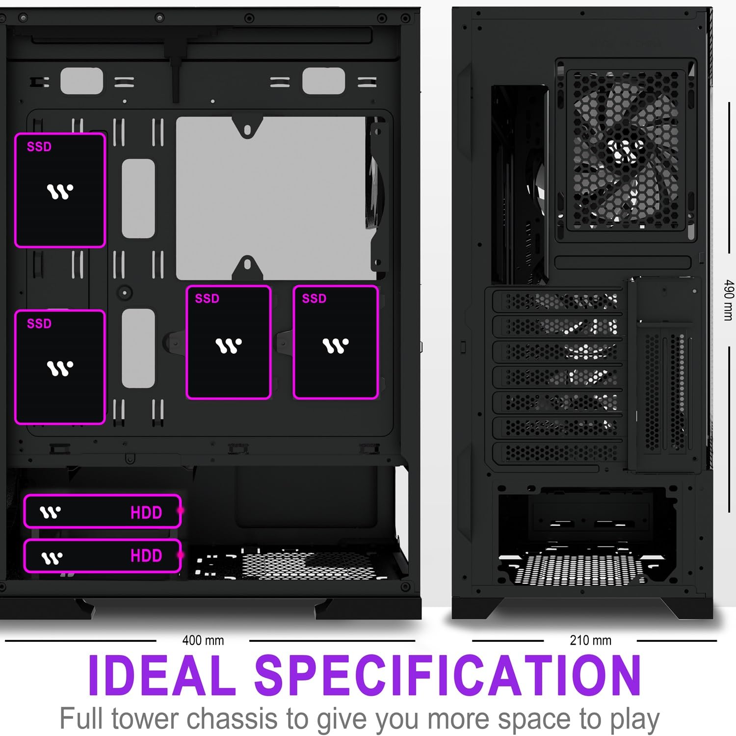 Amsic Computer Case Mua AMANSON ATX PC Case Pre-Install 6 PWM Fans Mesh Gaming Case with ...