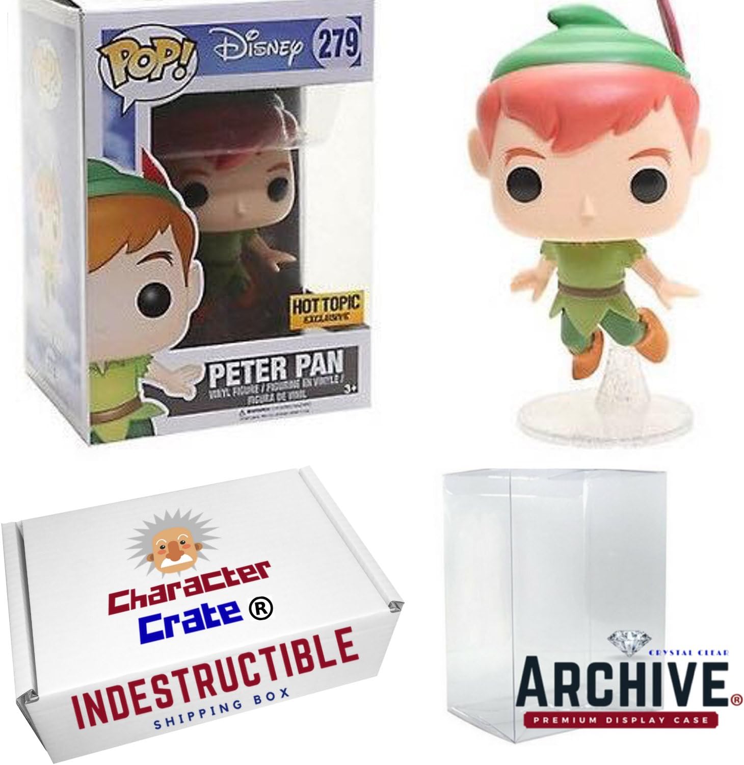 Funko Pop! Disney Classic Flying Peter Pan Hot Topic Exclusive, Concierge Collectors Bundle, Vinyl Figure