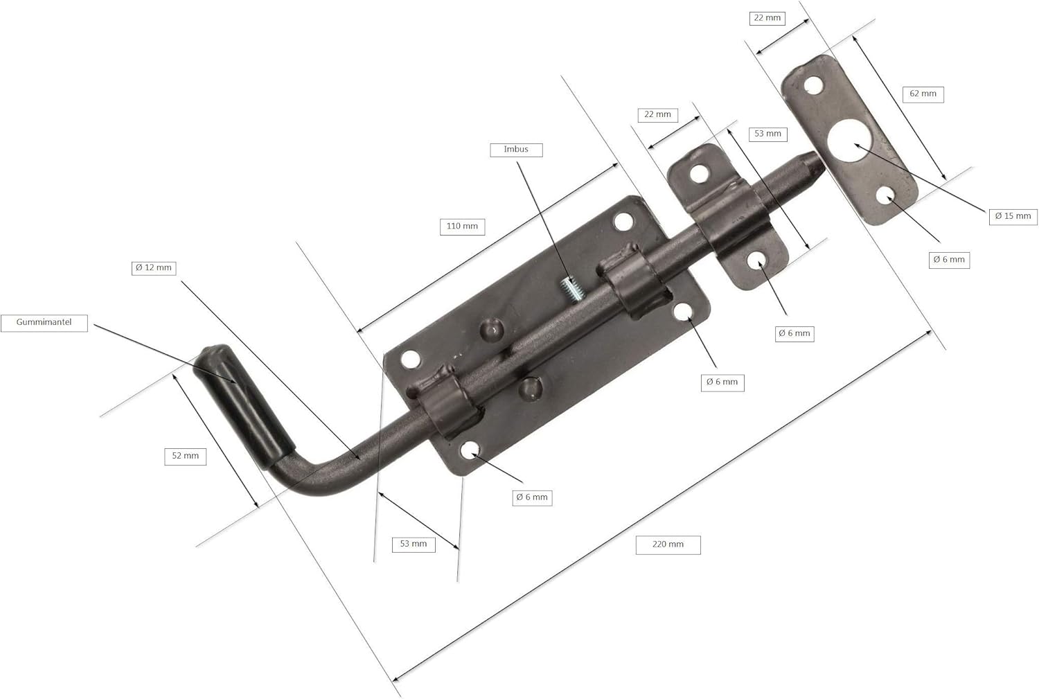 KOTARBAU Bolt bolt 220 mm gate bolt lock bolt door bolt lock gate slider door slider gate lock floor slider sectional door - Image 3