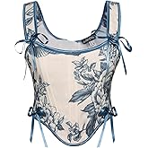 Scarlet Darkness Corset Tops for Women Renaissance Lace Up Floral Bustier Tops Size 6-16