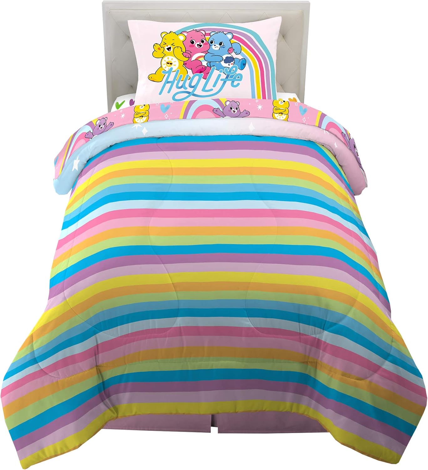 Amazon Com Franco Kids Bedding Super Soft Comforter And Sheet Set 4 Piece Twin Size Care Bears Home Kitchen