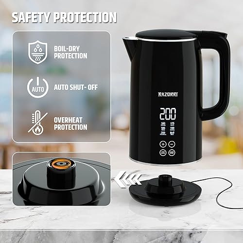 Razorri Electric Kettle 1-Click Control LED Digital Display,