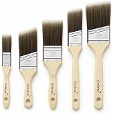 Coltree Paint Brushes Set - 5 Pcs Flat &amp; Angle Paintbrushes for Wall &amp; Trim, Suitable for Oil &amp; Water-Based Paints, Stains