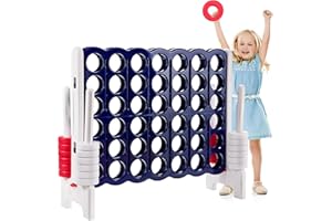 Costzon Giant 4-in-A-Row, Jumbo 4-to-Score Giant Game Set for Kids & Adults, Indoor Outdoor Yard Connect Game, 3.5FT Tall with 42 Jumbo Rings & Quick-Release Slider, Perfect for Family & Party Games