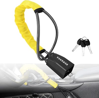 YUFANYA Steering Wheel Lock Car Anti Theft with 3 Keys Yellow YF102801