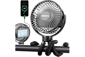 FRIZCOL Portable Stroller Fan, Use As Power Bank, 65H 12000mAh Battery Operated Fan Flexible Tripod Baby Car Seat Fans with Timming, Personal Mini Handheld/Desk/Small Clip On Fans For Stroller