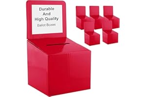 MY CHARITY BOXES Raffle Ticket Donation Collection Ballot Box Reusable Sturdy thick Cardboard with Slot comment Suggestion Box With Removable Header 6H x 6W x 6D, Display area 6H x 6W(Pink 5 pack)