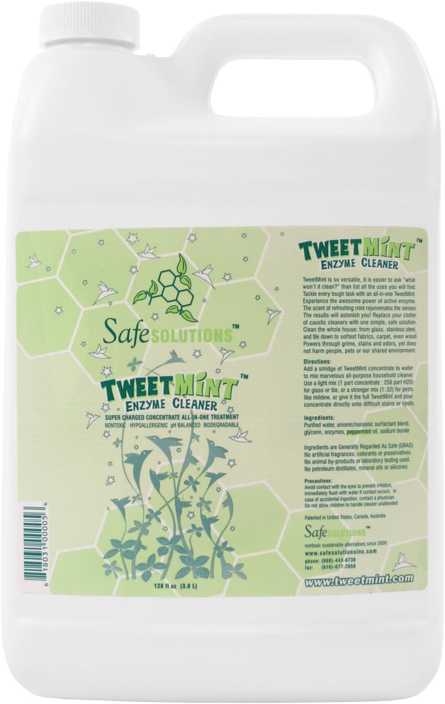 Best Natural Cleaning Product - Tweetmint All Purpose Non-Toxic Disinfecting Enzyme Cleaner - 20x Concentrate Lasts Most Families One Year (1 Gallon Bottle)