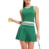 Two Piece Tennis Skirt Set for Women High Waisted Pleated Athletic Golf Skirt Sets Women 2 Piece Outfits with Pockets