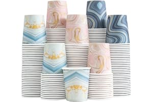 BYSNOW 300 Pack 3 oz Paper Cups, Disposable Bathroom Cups, Small Mouthwash Cups, Mini Paper Cups for Bathroom(Mixed Colors), 300pack-Cyan&Blue&Pink