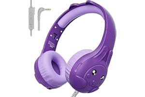 ZIUMIER Kids Headphones, with Microphone, 80/90dB Volume Limiter, Audio Sharing Port, 3.5mm Wired Toddler Headphones for School Travel