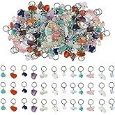 SUPERFINDINGS 72Pcs 12 Colors Natural Stone Pendants Charm Gemstone Glass Chip Pendants With Jump Rings Irregular Stone Charms for DIY Earring Necklace Bracelet Jewelry Making