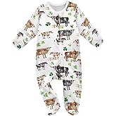 vvfelixl Funny Cows Milk Baby Sleepers For Girl Boys Newborn Baby Play One-Piece Footies For 0-24 Months