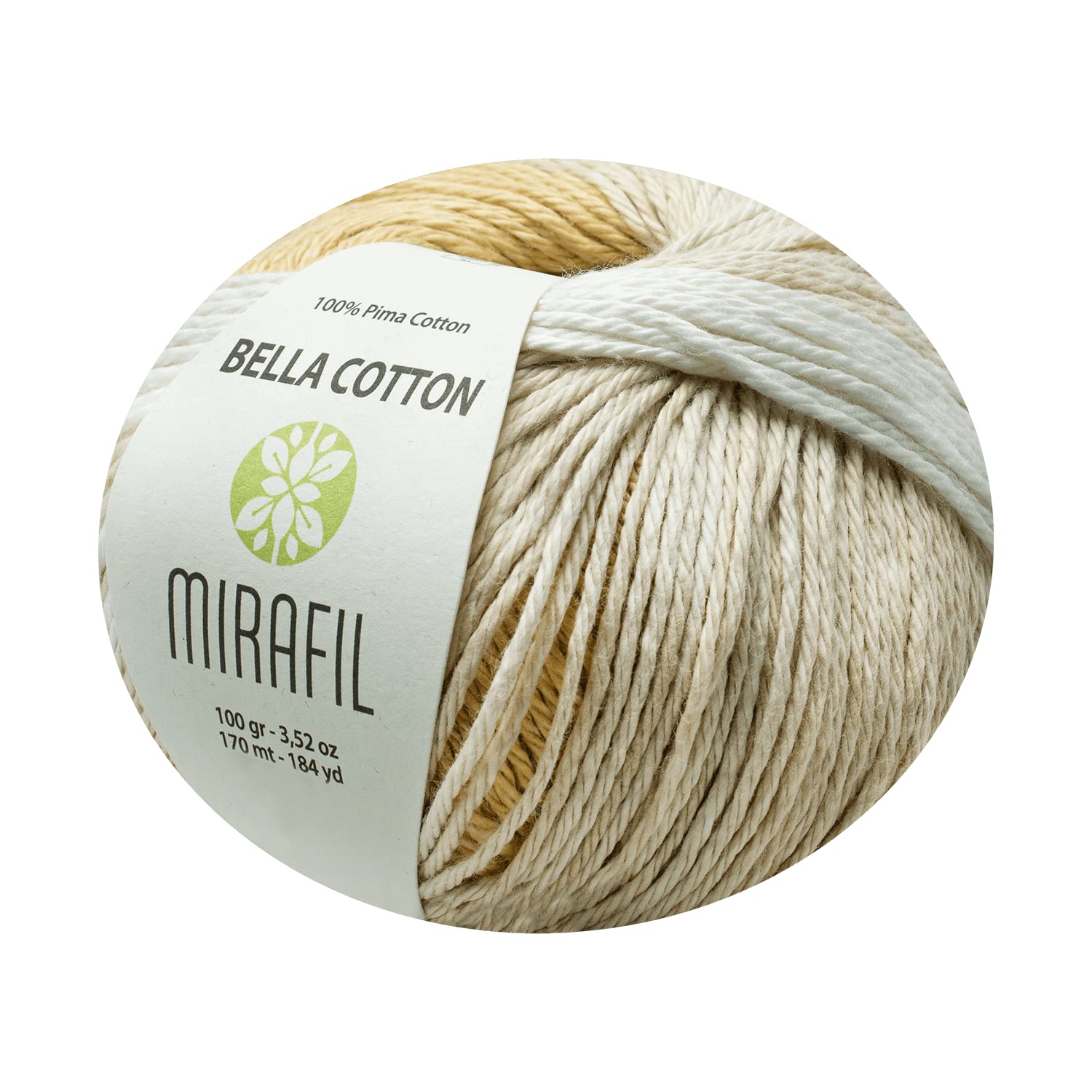 3 Pack Mirafil Bella Cotton, Variegated Colors, 100% Pima Cotton Yarn 50 g (1.76 oz) / 85 m (92 yd), Yarn Weight: 4 : Worsted-Aran (Multicolored)