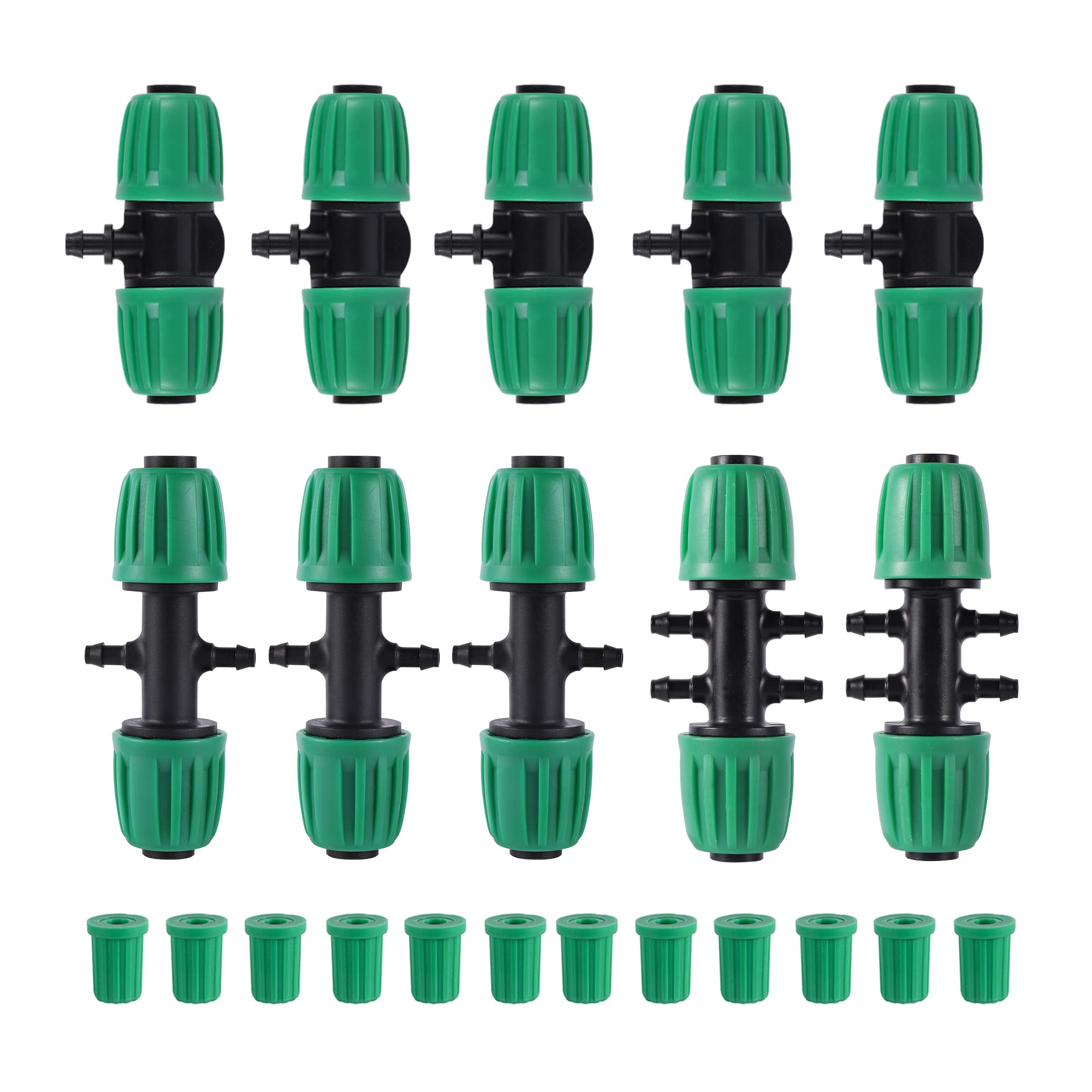 FULAIERGD 1/2" Hoses (1/2" ID x 0.6-0.63" OD) 16mm to 1/4" Irrigation Pipe Anti Drop Hose Fittings with Barbed (Fits 13mm ID / 4mm ID) (1/2 to 1/4" Fittings Kit)