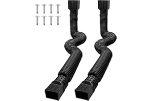 Loyala 2PCS Gutter Downspout Extensions Flexible Drain Downspout Extender Gutter Connector Rainwater Drainage Expandable up to 60" (Black)