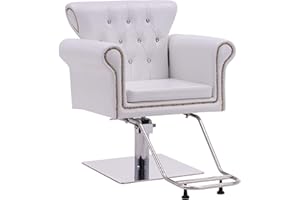 BarberPub Classic Styling Salon Chair for Hair Stylist Antique Hydraulic Barber Chair Beauty Spa Equipment 8899 White