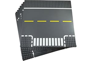 Classic Building Block Road Base Plates Compatible with All Major Brands (Roads 8 Pack), 25.4 cm 25.4 cm, 2 Straight, 2 Curve