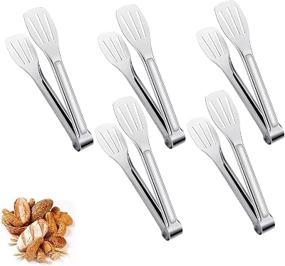 MOLHEM 5Pcs Kitchen Tongs Stainless Steel 7 inch Easy Grip Non Stick