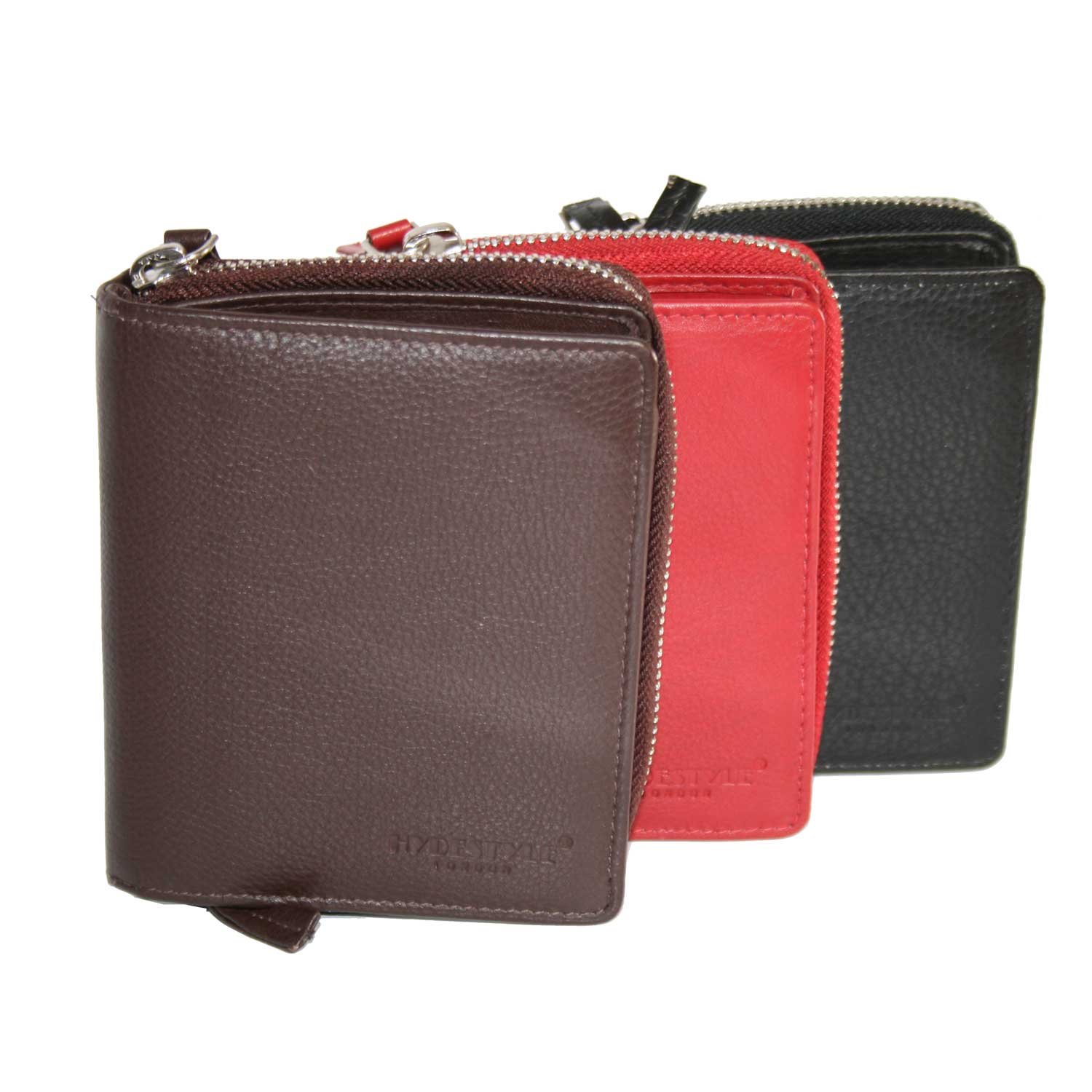 HYDESTYLE Pratico Grained Nappa Leather Trifold Ladies Wallet LW0118 Chocolate Brown
