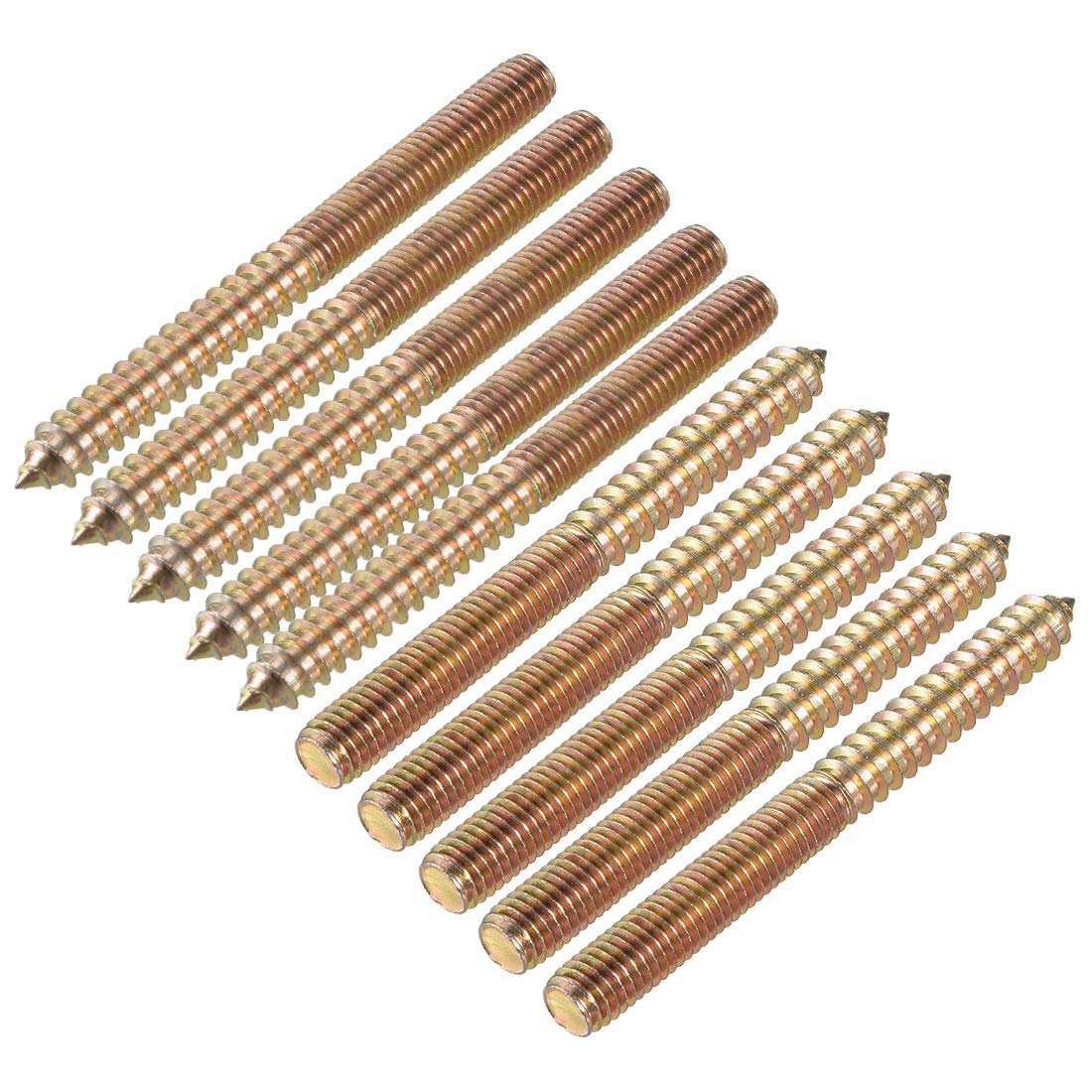 sourcing map M10 Hanger Bolts Length 3-7/8"(98mm) Double Headed Bolts Self-Tapping Screw 10mm Wood Joint Furniture Legs 10pcs