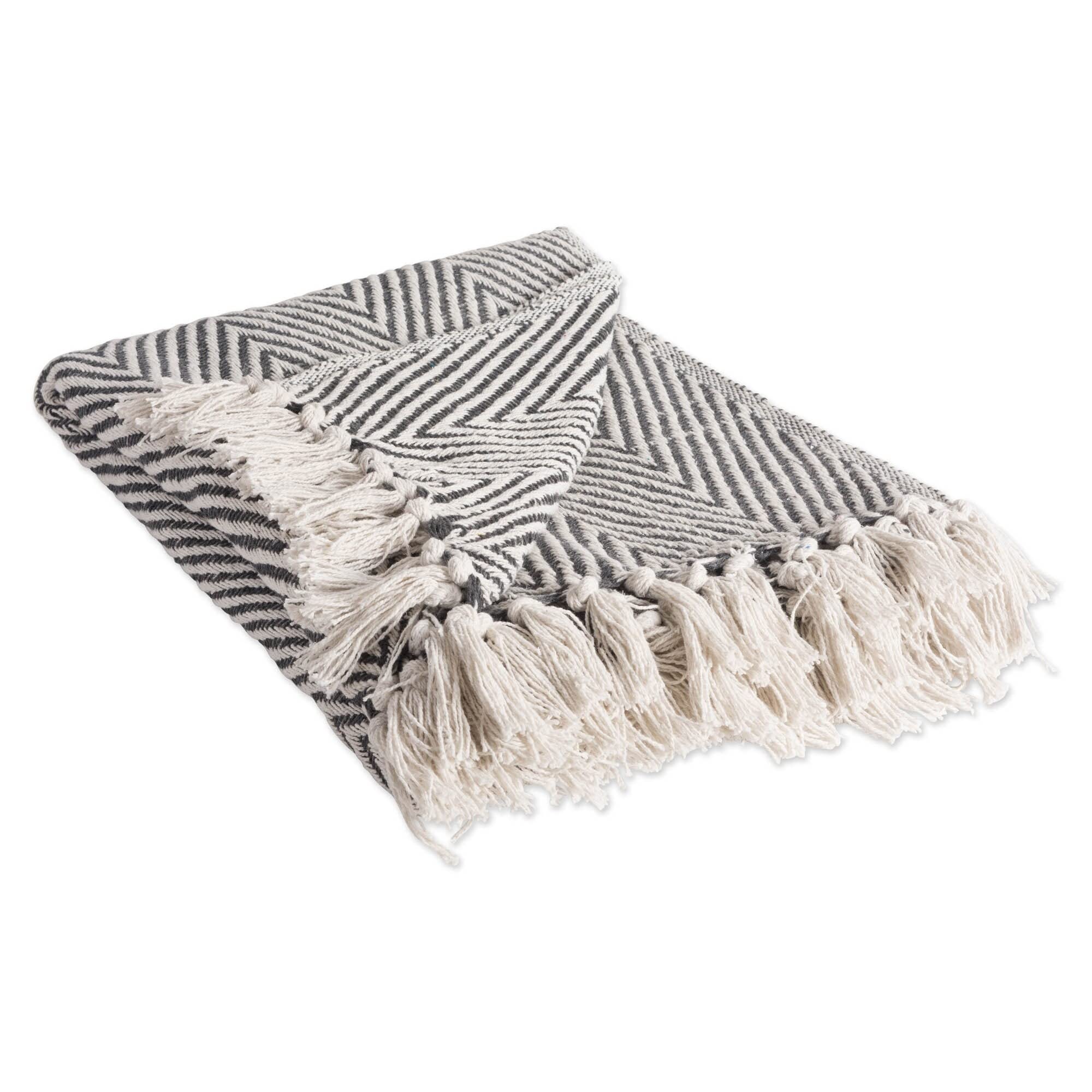 DII Urban Chevron Woven Throw, Cotton, Mineral, 50x60