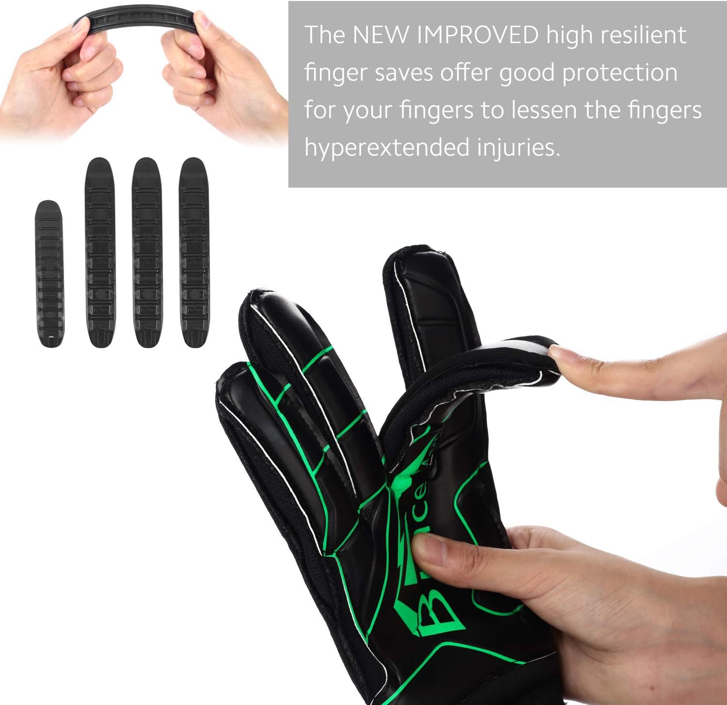 Brace Master Goalie Gloves (Sizes 7-10, 5 Styles), Double Wrist Design with Durable 3+3mm Strong Grip and Finger Spines Protection, Black Latex Goalkeeper Glove, Training and Match, Indoor and Outdoor : Sports & Outdoors