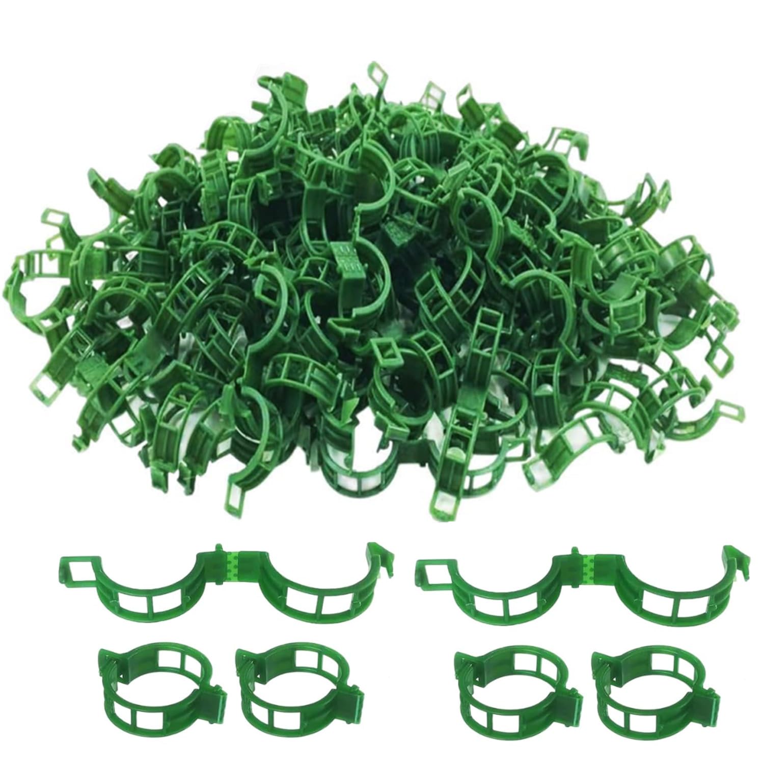 JJiaoLinin Secured Plastic Plant Clip,100PCS Plant Support Clips,Garden Plant Clips, Tomato Plant Support, Plant Clips for Climbing Plants, for Fixing Tomatoes, Cucumbers, Vegetables(Green)