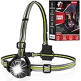 LUMEFIT Running Lights for Runners with Yellow Reflective Vest, Adjustable Beam Night Safety LED Chest Light Run, Dog Walking, and Jogging Gear, Rechargeable Headlamp Flashlight