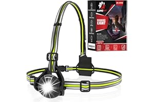 LUMEFIT Running Lights for Runners with Yellow Reflective Vest, Adjustable Beam Night Safety LED Chest Light Run, Dog Walking, and Jogging Gear, Rechargeable Headlamp Flashlight