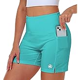 AOBUTE Womens High Waist Swim Board Shorts with Pockets Quick Dry Bike Shorts