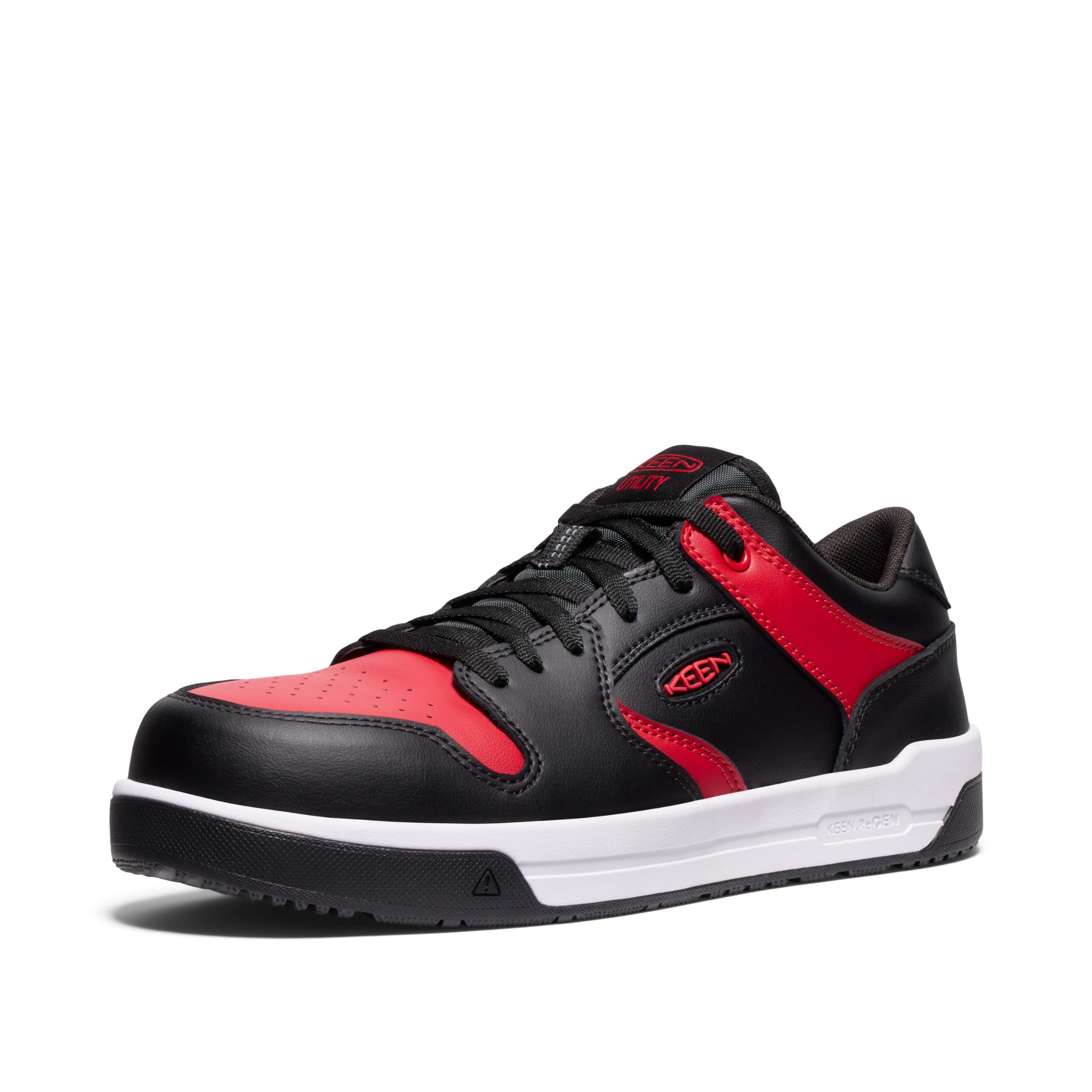 KEEN Utility Men’s Overton Low Height Composite Toe Lightweight Durable Work Sneakers, Salsa/Black, 7 EE
