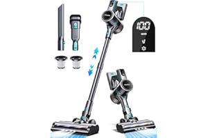 Voweek Cordless Vacuum Cleaner,300W 28Kpa Powerful Stick Vacuum,with 45 Mins Runtime Detachable Battery, Lightweight Vacuum Cleaner for Carpet and Hard Floor Pet Hair