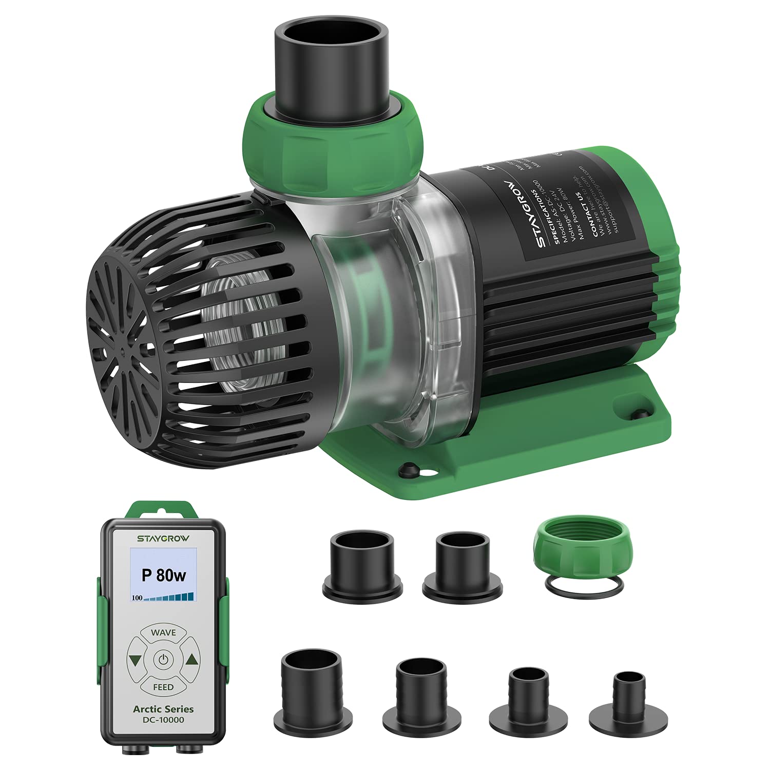 STAYGROW Aquarium Water Return Pump - Submersible DC 24V 80W 2642 GPH for Saltwater Tank